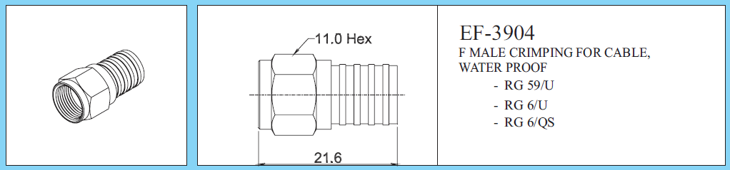 Giắc F5-RG6 ép ngang Giắc F5-RG6 ép ngang
